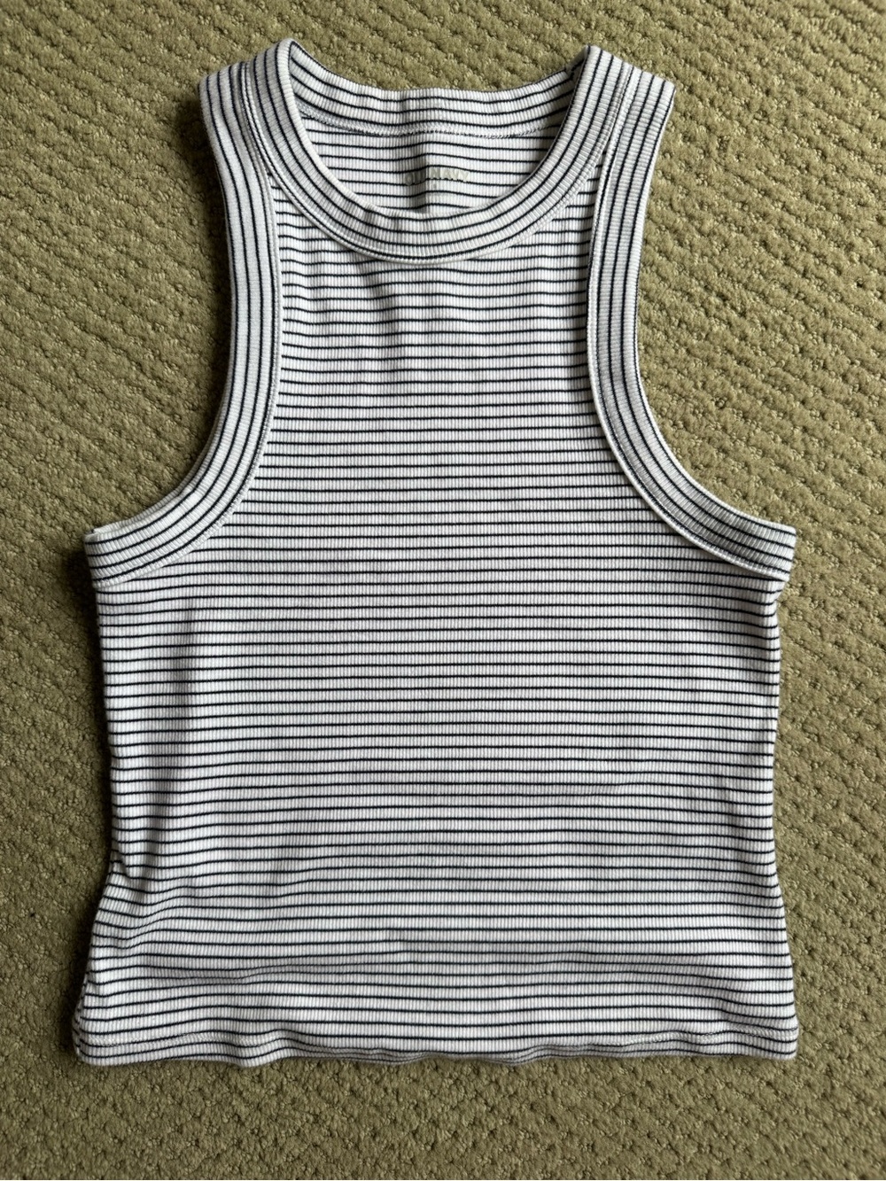 Old Navy Cropped Black & White Striped Ribbed Tank